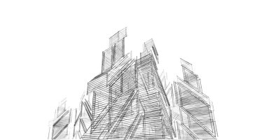 Mimari sanat konseptinde soyut çizgiler, minimum geometrik şekiller. 