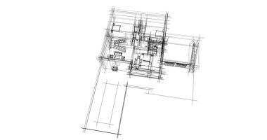Mimari sanat konseptinde soyut çizgiler, minimum geometrik şekiller. 