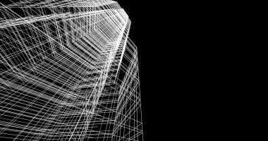 Arkaplanda mimari bina 3d illüstrasyon