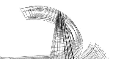 Mimari sanat konseptinde soyut çizgiler, minimum geometrik şekiller. 