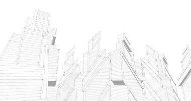 Mimari sanat konseptinde soyut çizgiler, minimum geometrik şekiller. 