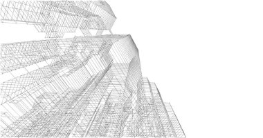 Arkaplanda mimari bina 3d illüstrasyon