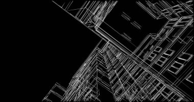 Mimari sanat konseptinde soyut çizgiler, minimum geometrik şekiller. 