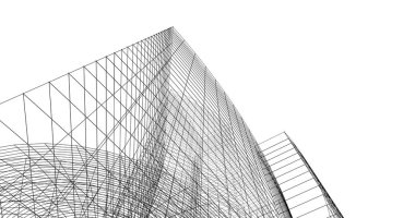 Mimari sanat konseptinde soyut çizgiler, minimum geometrik şekiller. 