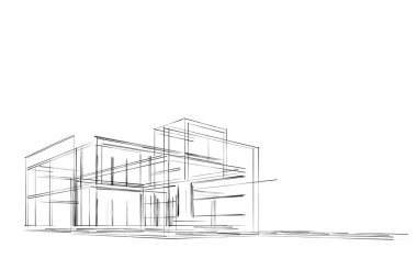 Mimari sanat konseptinde soyut çizgiler, minimum geometrik şekiller. 