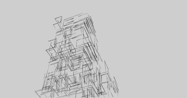 Arkaplanda mimari bina 3d illüstrasyon