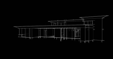 Mimari sanat konseptinde soyut çizgiler, minimum geometrik şekiller. 