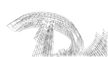 Arkaplanda mimari bina 3d illüstrasyon,