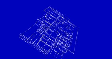 Arkaplanda mimari bina 3d illüstrasyon