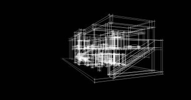 Arkaplanda mimari bina 3d illüstrasyon