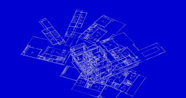 Mimari sanat konseptinde soyut çizgiler, minimum geometrik şekiller. 