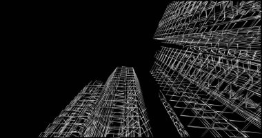 Mimari sanat konseptinde soyut çizgiler, minimum geometrik şekiller. 