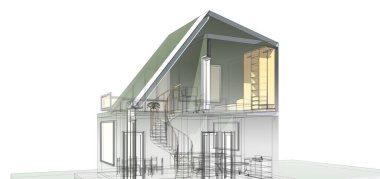 Arkaplanda mimari bina 3d illüstrasyon,