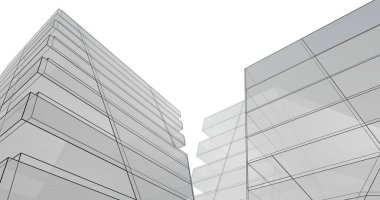 Mimari sanat konseptinde soyut çizgiler, minimum geometrik şekiller. 