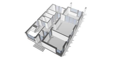 Mimari sanat konseptinde soyut çizgiler, minimum geometrik şekiller. 