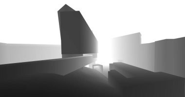 Arkaplanda mimari bina 3d illüstrasyon