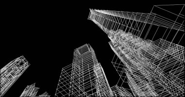 Mimari sanat konseptinde soyut çizgiler, minimum geometrik şekiller. 