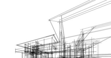 Mimari sanat konseptinde soyut çizgiler, minimum geometrik şekiller. 