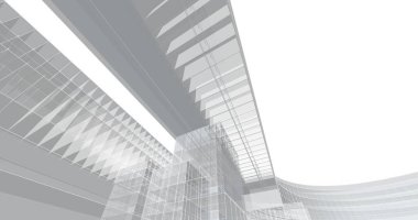 Arkaplanda mimari bina 3d illüstrasyon