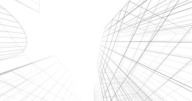 Mimari sanat konseptinde soyut çizgiler, minimum geometrik şekiller. 