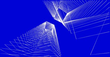 Mimari sanat konseptinde soyut çizgiler, minimum geometrik şekiller. 