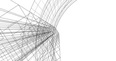 Mimari sanat konseptinde soyut çizgiler, minimum geometrik şekiller. 