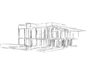 Mimari sanat konseptinde soyut çizgiler, minimum geometrik şekiller. 