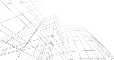 Mimari sanat konseptinde soyut çizgiler, minimum geometrik şekiller. 