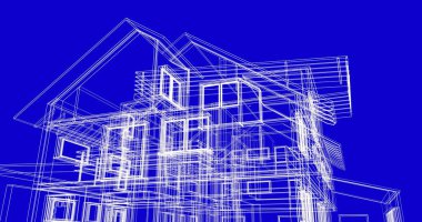 Mimari sanat konseptinde soyut çizgiler, minimum geometrik şekiller. 