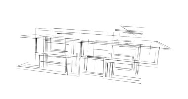 Arkaplanda mimari bina 3d illüstrasyon