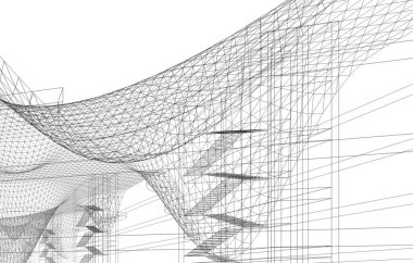 Mimari sanat konseptinde soyut çizgiler, minimum geometrik şekiller. 