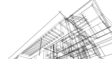 Mimari sanat konseptinde soyut çizgiler, minimum geometrik şekiller. 