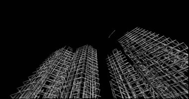 Mimari sanat konseptinde soyut çizgiler, minimum geometrik şekiller. 