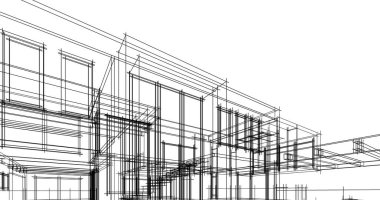 Mimari sanat konseptinde soyut çizgiler, minimum geometrik şekiller. 