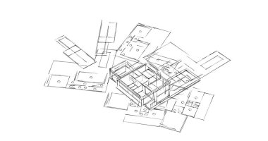 Mimari sanat konseptinde soyut çizgiler, minimum geometrik şekiller. 