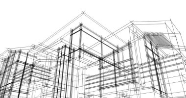 Mimari sanat konseptinde soyut çizgiler, minimum geometrik şekiller. 