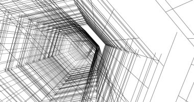 Arkaplanda mimari bina 3d illüstrasyon