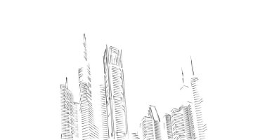 Arkaplanda mimari bina 3d illüstrasyon