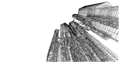 Arkaplanda mimari bina 3d illüstrasyon