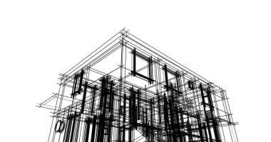 Mimari sanat konseptinde soyut çizgiler, minimum geometrik şekiller. 