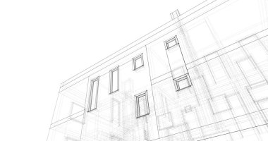 Mimari sanat konseptinde soyut çizgiler, minimum geometrik şekiller. 