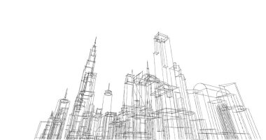 soyut mimari duvar kağıdı tasarımı, dijital konsept arkaplan