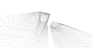 Mimari sanat konseptinde soyut çizgiler, minimum geometrik şekiller. 