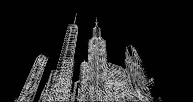 Mimari sanat konseptinde soyut çizgiler, minimum geometrik şekiller. 