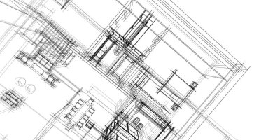 Mimari sanat konseptinde soyut çizgiler, minimum geometrik şekiller. 