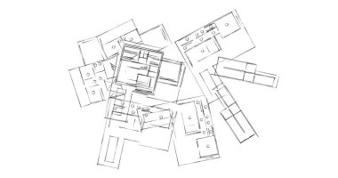 Mimari sanat konseptinde soyut çizgiler, minimum geometrik şekiller. 