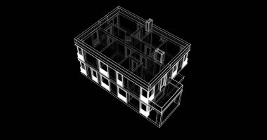 Arkaplanda mimari bina 3d illüstrasyon