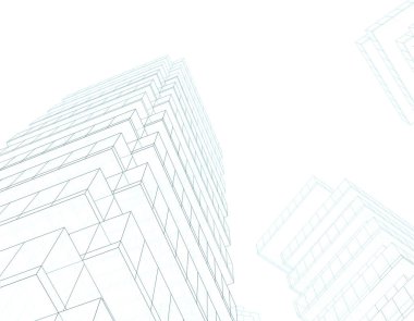 Arkaplanda mimari bina 3d illüstrasyon