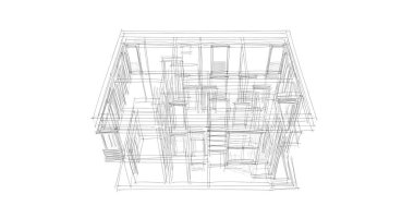 Arkaplanda mimari bina 3d illüstrasyon