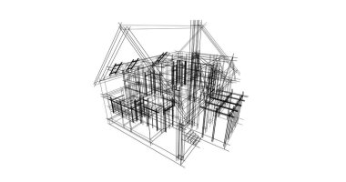 Arkaplanda mimari bina 3d illüstrasyon